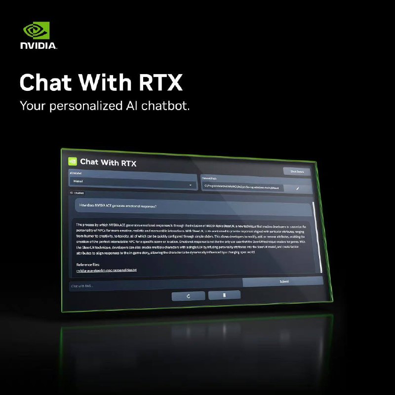 无需上网本地化人工智能聊天机器人 “Chat with RTX” 下载（仅支持至少8GB GeForce RTX 30/40 GPU、容量