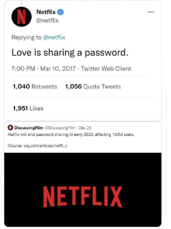 #Netflix打击共享账号从今天开始，#Netflix 正式打击共享账号，规定同帐号下的所有使用者其使用装置（如手机、电脑等）都必须至少每31天在【主要地点】连网或wifi，并打开Netflix观看任何内容，这些装置将被绑定为是【同个家庭】且可信任