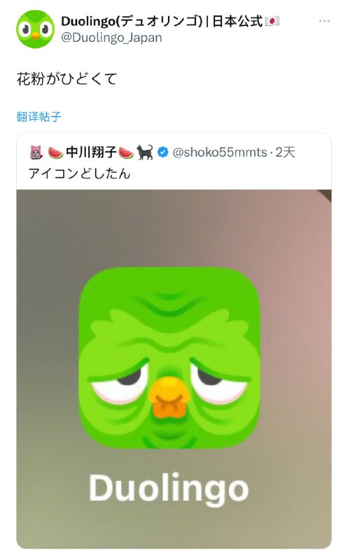 多邻国小绿鸟icon变皱巴巴老脸的原因找到了