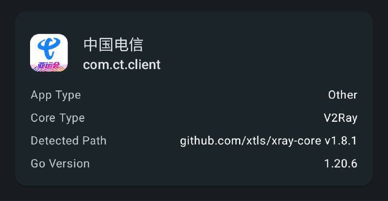 有网友发现中国电信把 xray-core 塞进去了……有网友发现中国电信把 xray-core 塞进去了……