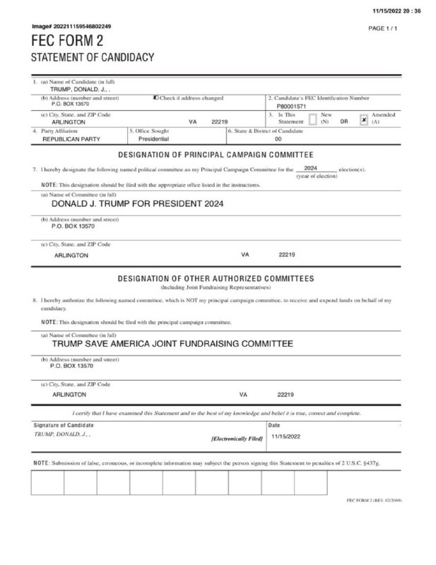 #特朗普 正式参加2024年美国总统大选