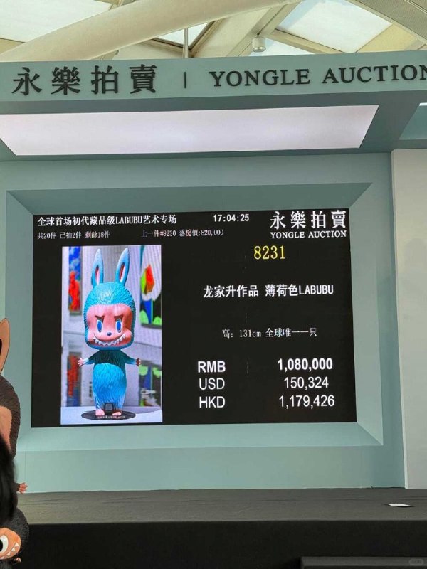 全球唯一一只薄荷色的labubu，拍卖了108万😑全球唯一一只薄荷色的labubu，拍卖了108万😑