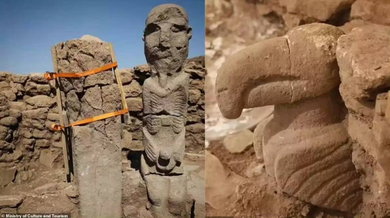 今年9月在土耳其东南部新石器时代遗迹发掘到约1万1000年前2.3米高的男性雕像，但更令人吃惊的是雕像看似是手握自己性器官，古人类很可能存在难以想象的社会体系