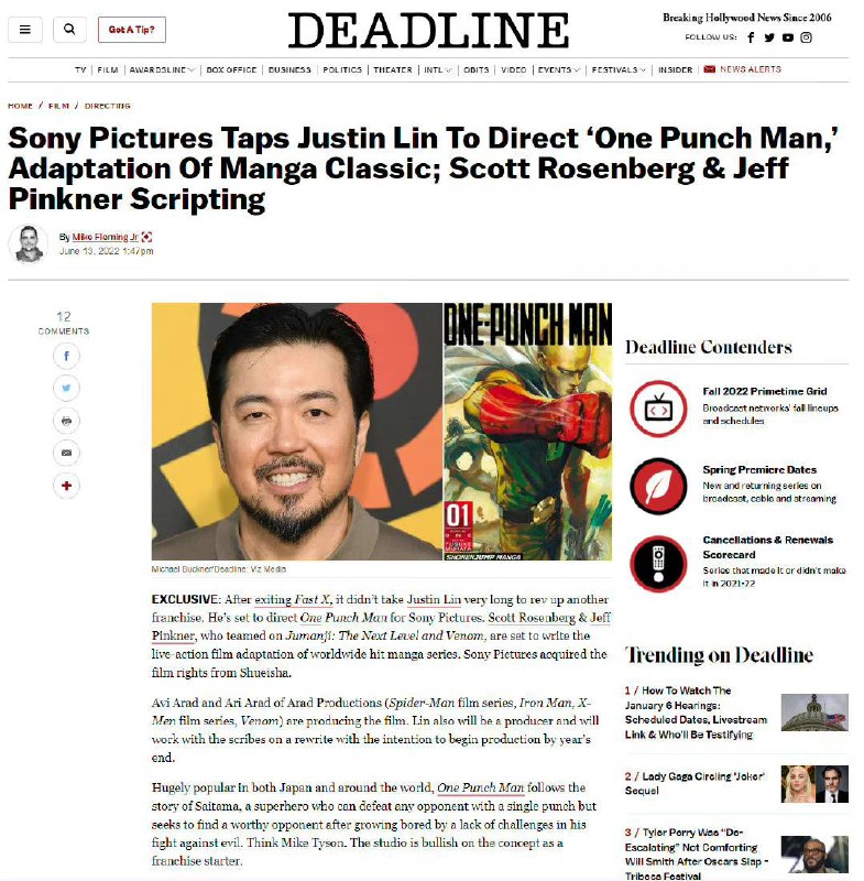 《#一拳超人》真人版电影 2022年末即将开始拍摄  将由林诣彬担任导演🤔️《#一拳超人》真人版电影 2022年末即将开始拍摄  将由林诣彬担任导演🤔️